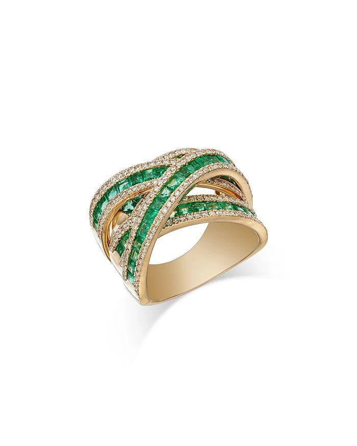 商品Bloomingdale's|Emerald & Diamond Crossover Ring in 14K Yellow Gold,价格¥47083,第1张图片