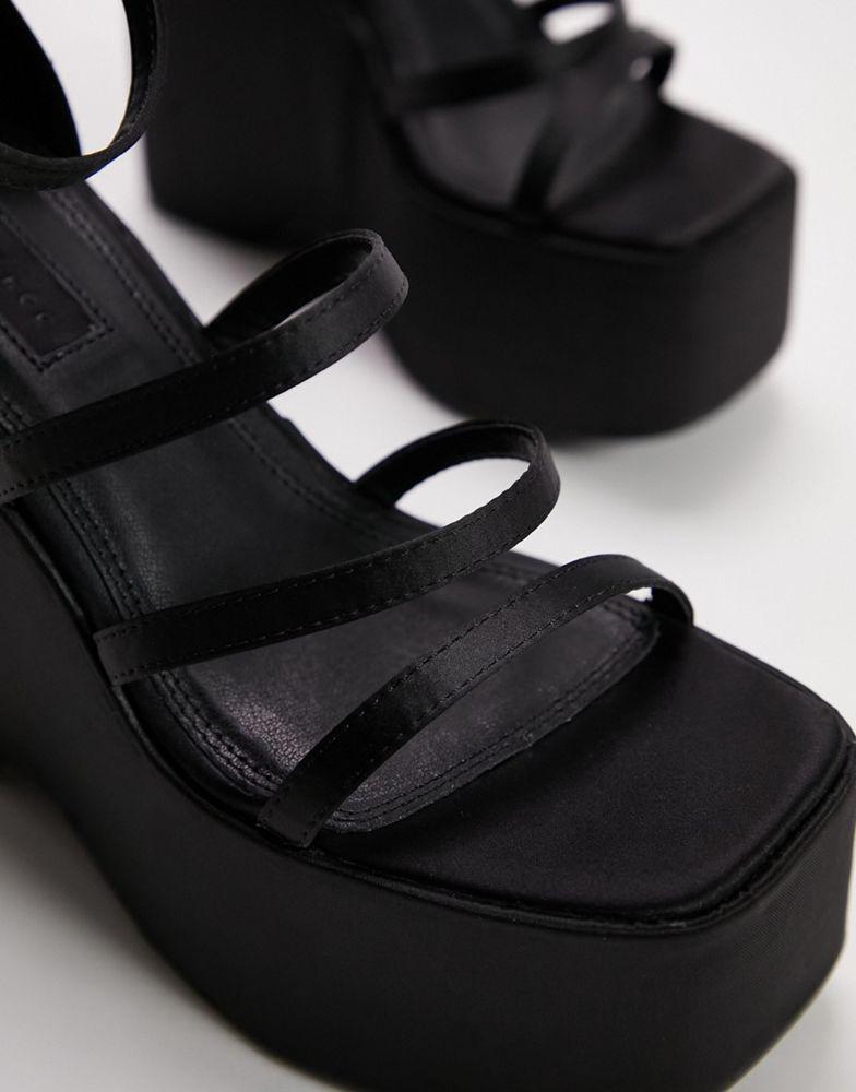 Topshop Shaunagh high platform wedge in black商品第3张图片规格展示