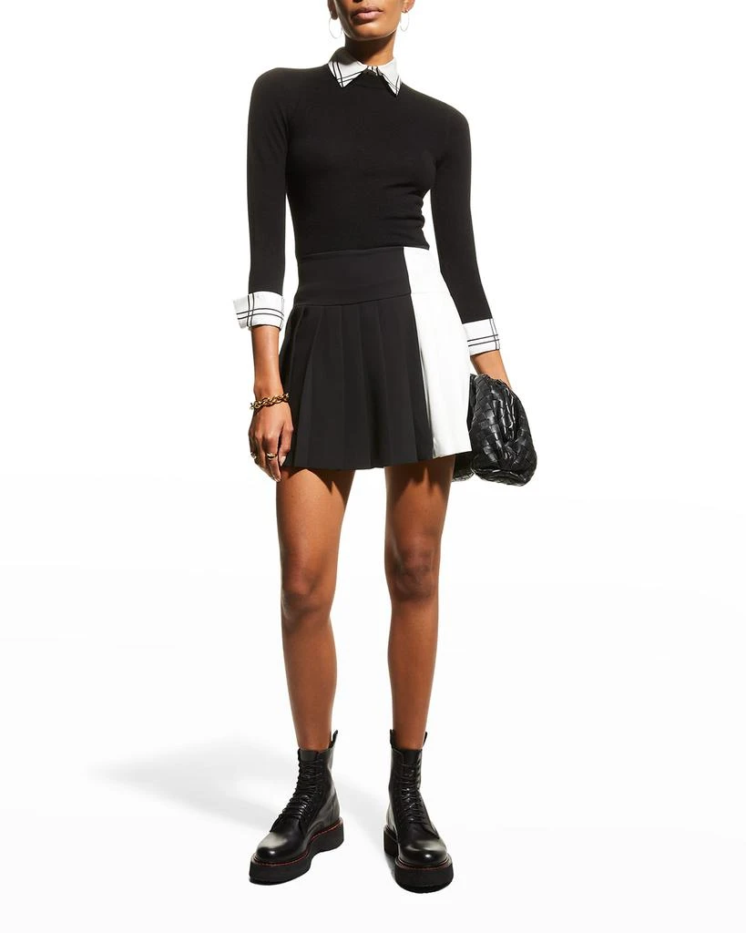 商品Alice + Olivia|Wilcox Combo Pleated Skirt w/ Yoke,价格¥651,第1张图片