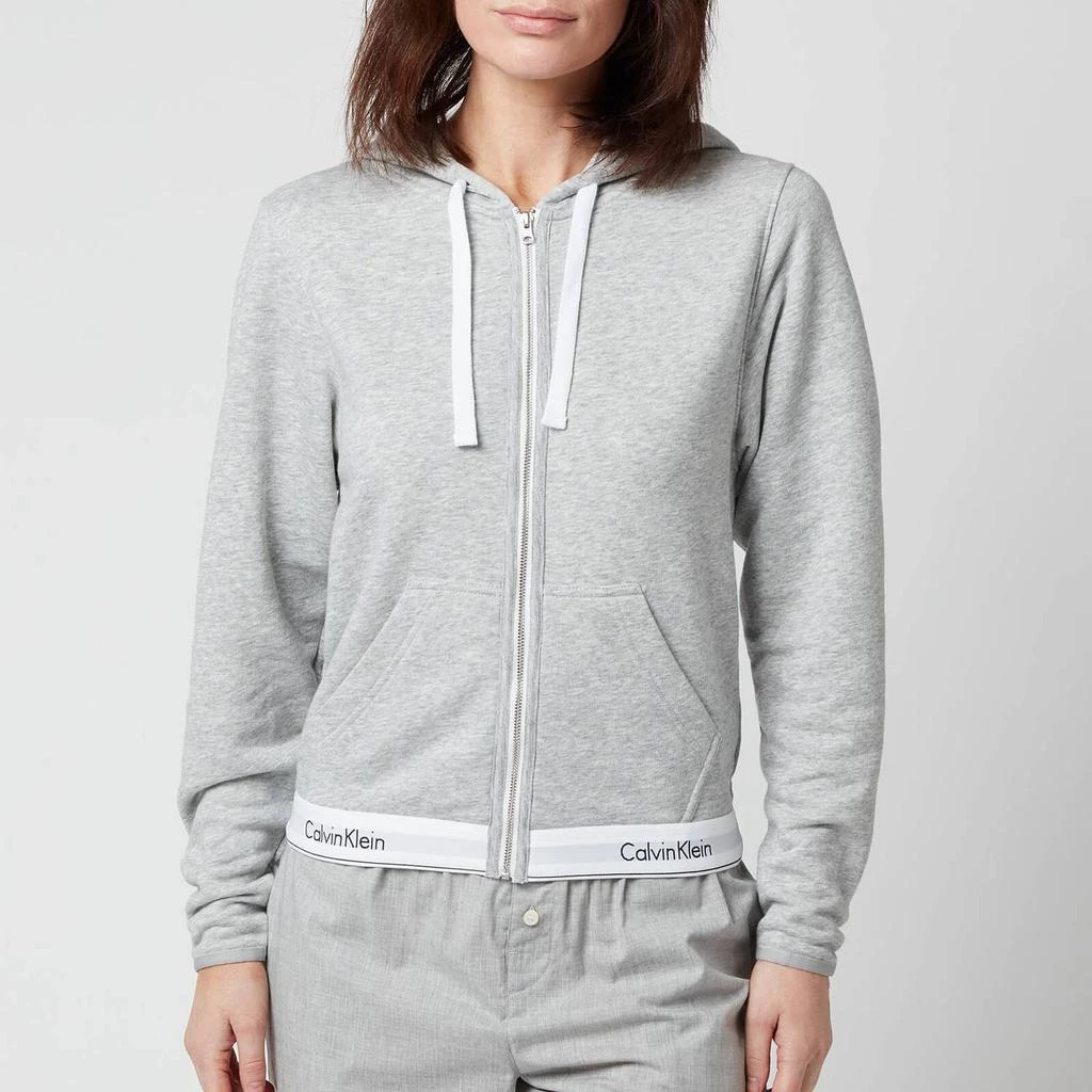 商品Calvin Klein|Calvin Klein Women's Modern Cotton Zip Hoodie - Grey Heather,价格¥331,第1张图片