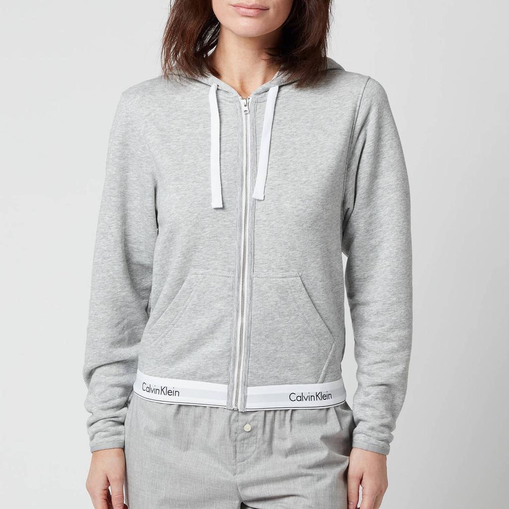 商品Calvin Klein|Calvin Klein Women's Modern Cotton Zip Hoodie - Grey Heather,价格¥332,第1张图片