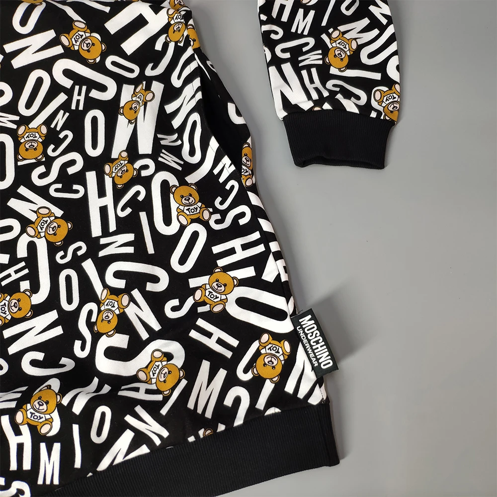 MOSCHINO 女士黑色棉质长款卫衣 ZT1718-9005-1555 商品