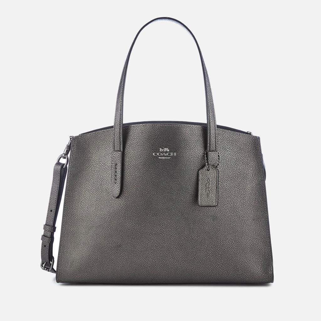 商品Coach|Coach Women's Metallic Leather Charlie Carryall Bag - Metallic Graphite,价格¥1601,第1张图片