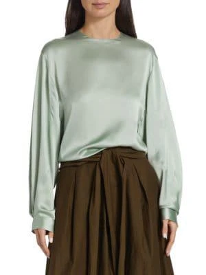 商品Vince|Bishop Sleeve Satin Blouse,价格¥1368,第1张图片