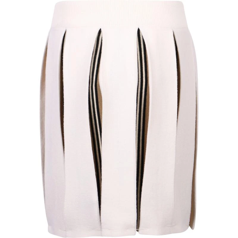 商品Burberry|Icon stripes pleated skirt in white and beige,价格¥2642,第2张图片详细描述