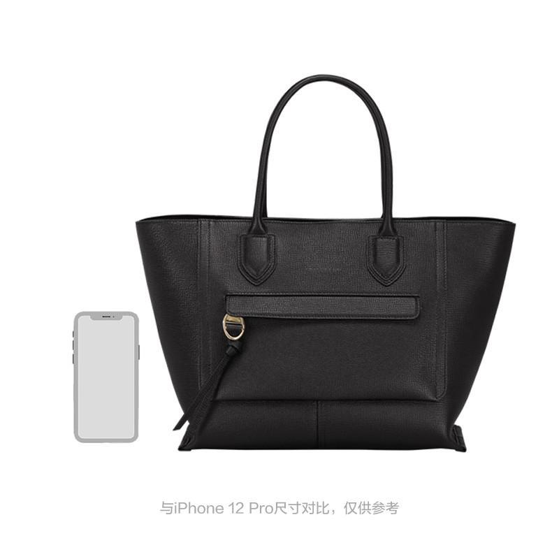 商品[国内直发] Longchamp|珑骧 LONGCHAMP 奢侈品 送女友 MAILBOX系列大号黑色牛皮手提单肩笑脸包 10105 HTA 001,价格¥4013,第5张图片详细描述