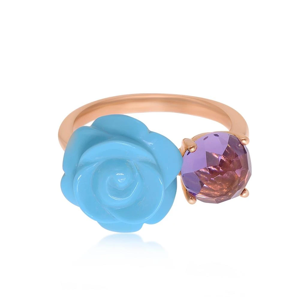 商品Mimi Milano|Mimi Milano Grace 18K Rose Gold, Amethyst 2.10ct. tw. and 7.30ct. tw. Turquoise Band Ring sz 7 A346R8KA-7,价格¥6789,第1张图片
