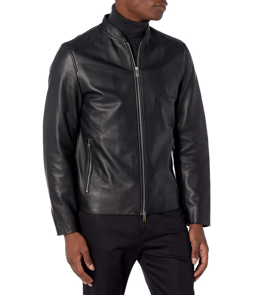 Men's Moore Full Zip Basic Leather Jacket商品第1张图片规格展示
