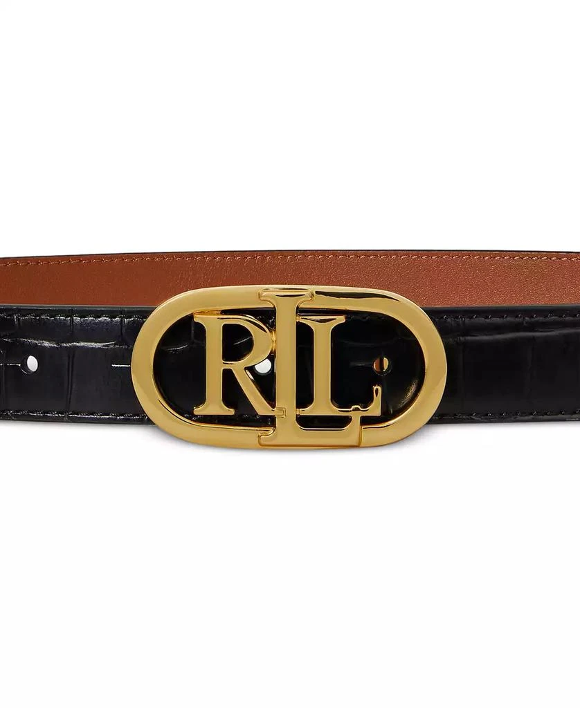 商品Ralph Lauren|Logo Reversible Embossed Leather Skinny Belt,价格¥388,第2张图片详细描述