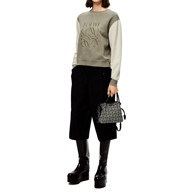 商品Loewe|【预售3-7天】LOEWE/罗意威 22年春夏新款 女士旧军绿色纯棉同色Logo刺绣卫衣S359341XA8-4640,价格¥5258,第5张图片详细描述