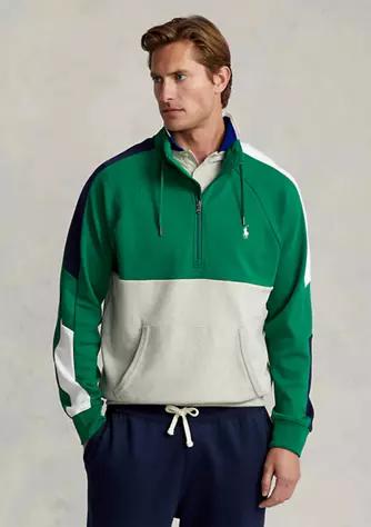 Color-Blocked Quarter-Zip Interlock Pullover商品第1张图片规格展示