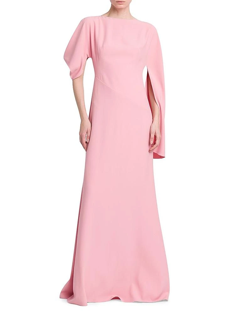 商品Alexander McQueen|Crepe Asymmetric Cape-Sleeve Gown,价格¥8551,第3张图片详细描述