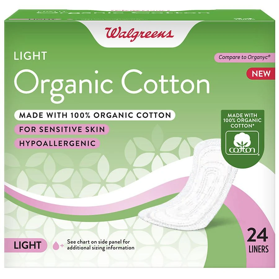 商品Walgreens|Organic Cotton Panty Liners Light,价格¥50,第1张图片