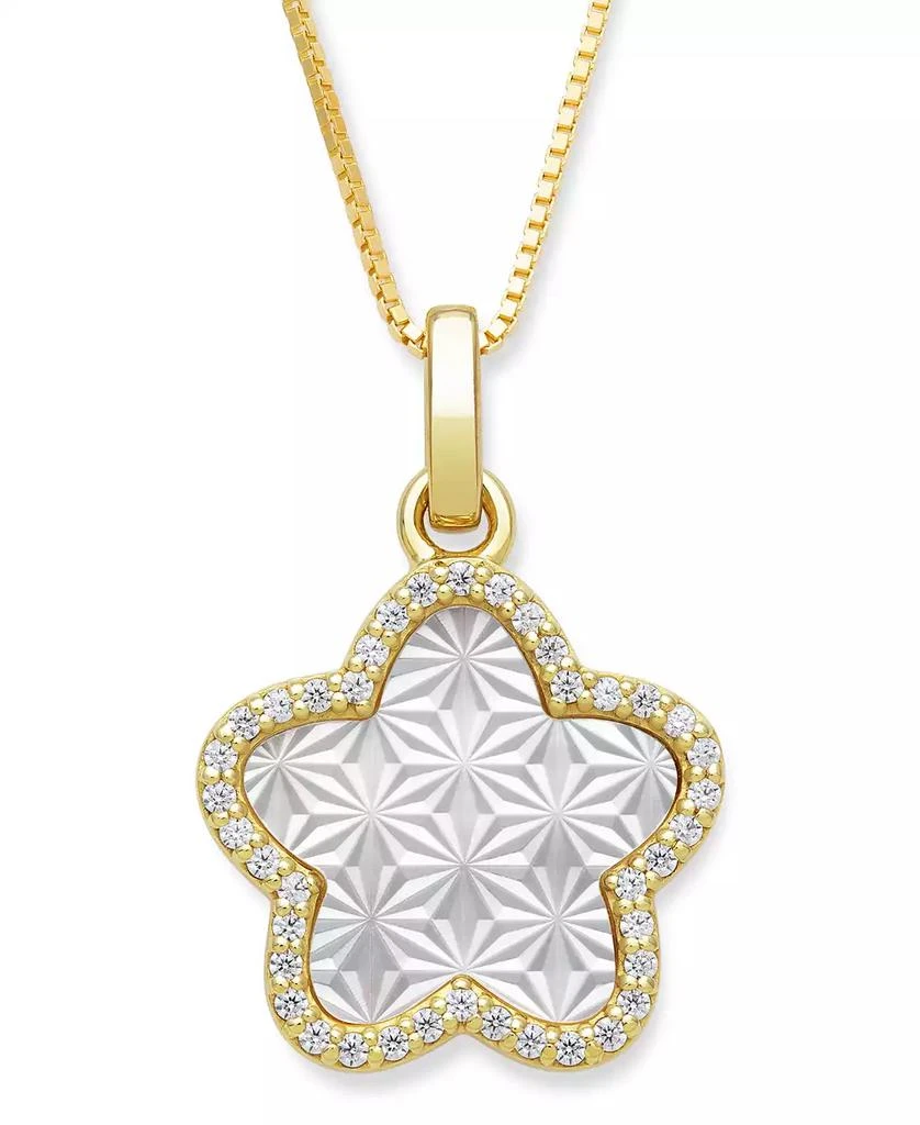 商品Macy's|Mother of Pearl 13mm and Cubic Zirconia Star Shaped Pendant with 18" Chain in Gold Over Silver,价格¥1272,第1张图片