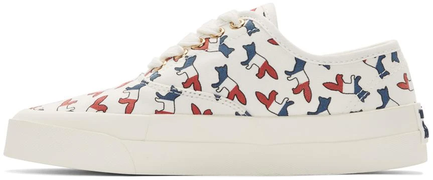 商品Maison Kitsune|White Canvas All Over Tricolor Fox Sneakers,价格¥1061,第3张图片详细描述