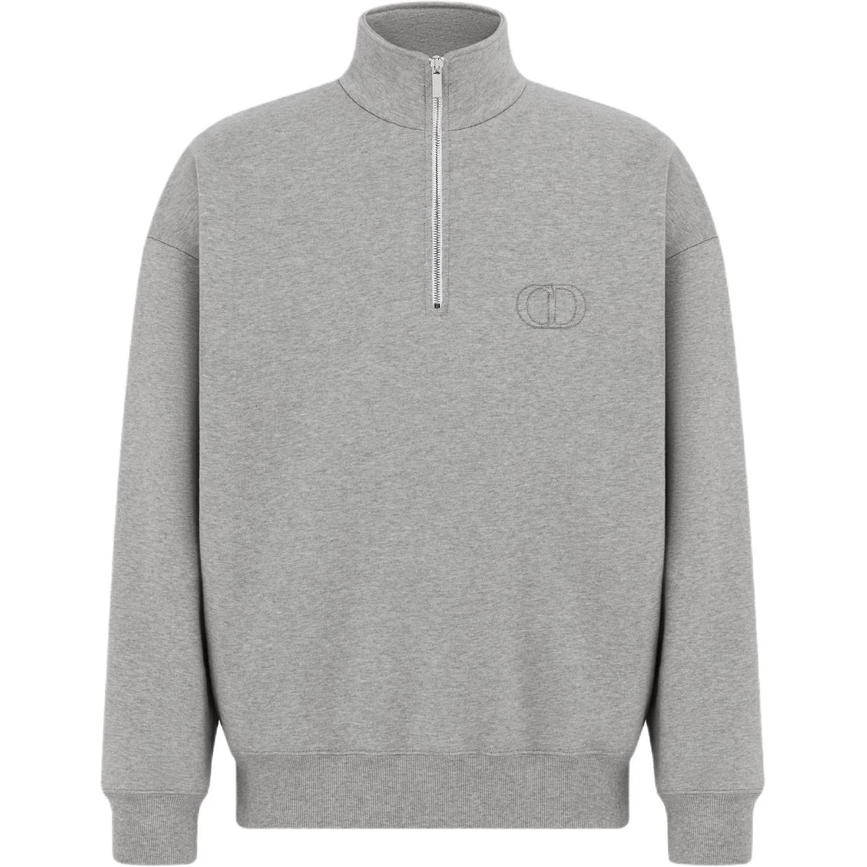 商品[国内直发] Dior|迪奥 标志刺绣半拉链长袖卫衣 男款 灰色,价格¥11145,第1张图片
