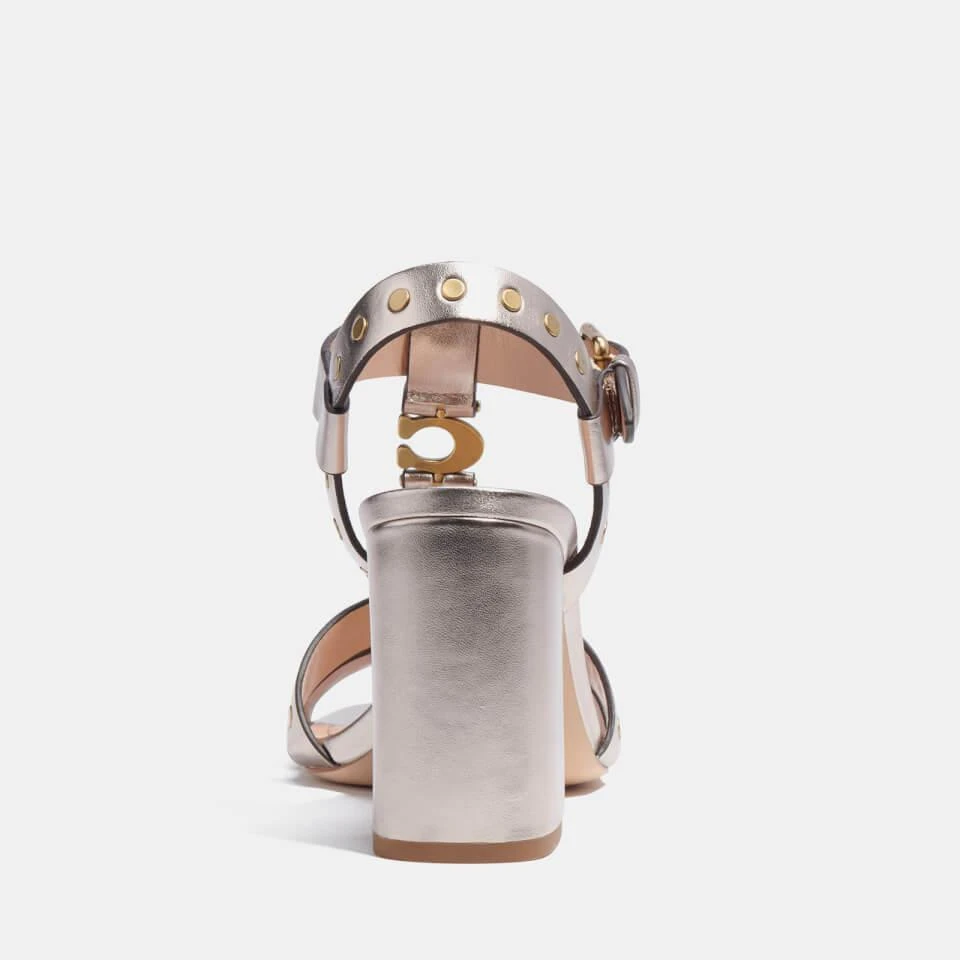 商品Coach|COACH'S MARGARET METALLIC LEATHER HEELED SANDALS,价格¥985,第4张图片详细描述