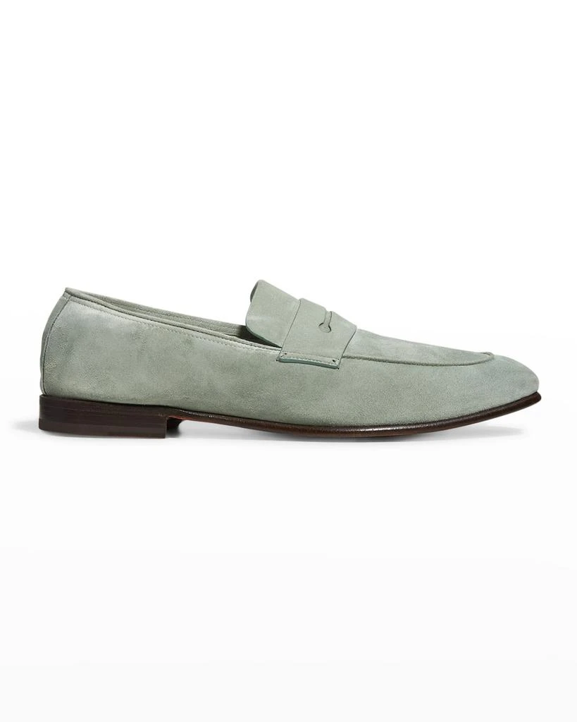 商品Zegna|Men's Suede Lasola Penny Loafers,价格¥3382,第1张图片