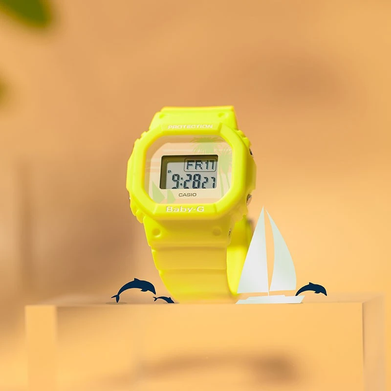 爆款卡西欧女表baby-g防水淡粉小方块手表 商品