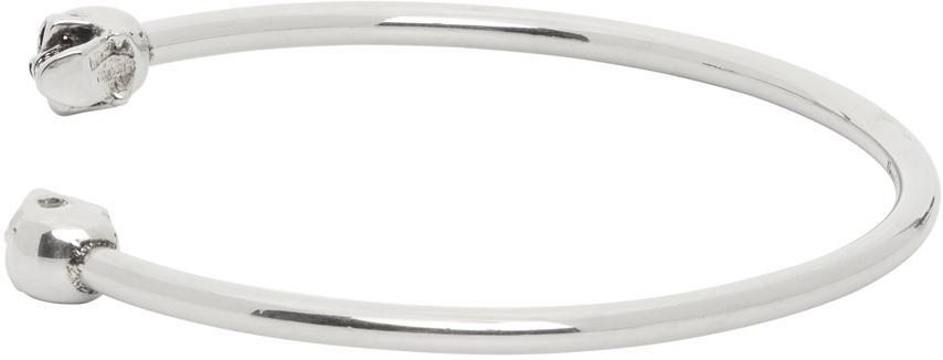 商品Alexander McQueen|Silver Thin Twin Skull Bracelet,价格¥1602,第5张图片详细描述