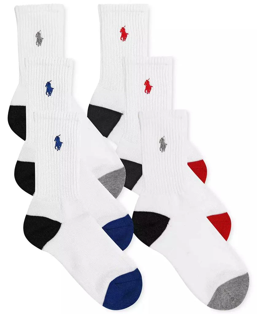 商品Ralph Lauren|6-Pk. Color-Blocked Crew Socks, Little Boys & Big Boys,价格¥83,第1张图片