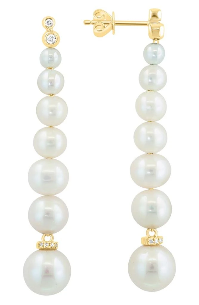 商品Effy|14K Gold Diamond & Freshwater Pearl Drop Earrings - 0.13ct.,价格¥4770,第1张图片