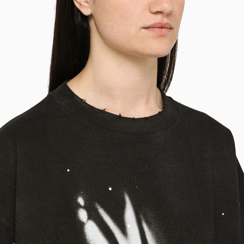 商品We11done|Black t-shirt with contrasting print,价格¥928,第4张图片详细描述