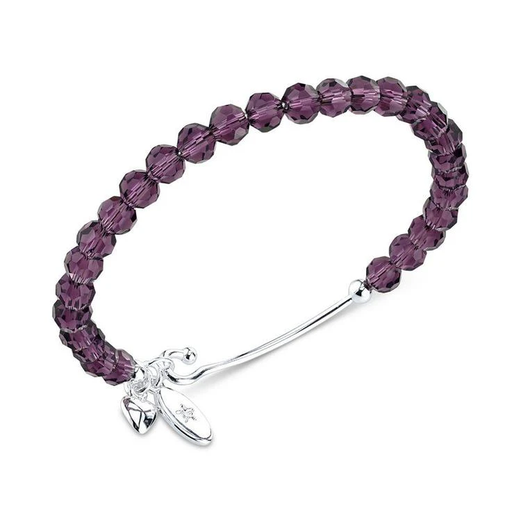 商品Unwritten|Crystal Bead Adjustable Bangle Bracelet in Silver-Plate,价格¥104,第2张图片详细描述