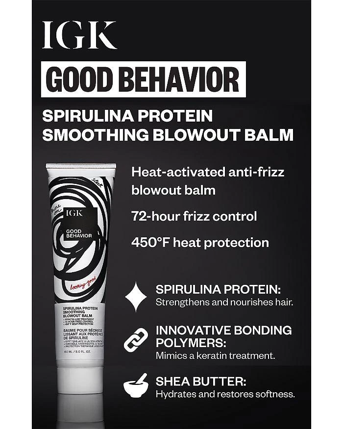 商品IGK Hair|Good Behavior Spirulina Protein Smoothing Blowout Balm 5 oz.,价格¥259,第3张图片详细描述