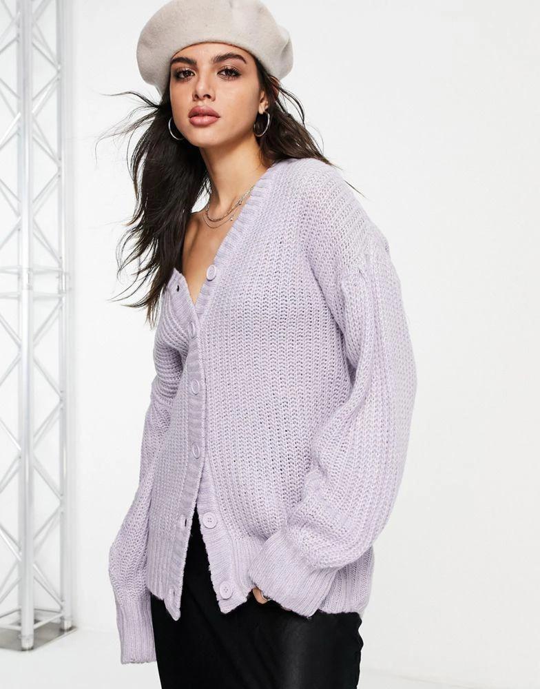 商品HYPE|Violet Romance oversized cardigan with balloon sleeves in lilac,价格¥103,第2张图片详细描述