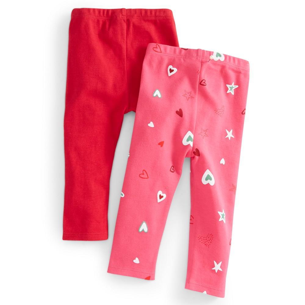 商品First Impressions|Baby Girls 2-Pk. Solid & Heart-Print Leggings, Created for Macy's,价格¥52,第4张图片详细描述