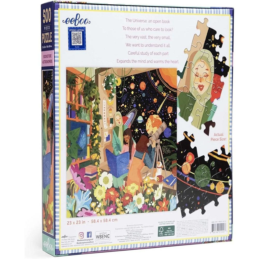 商品Eeboo|Piece and Love Bookstore Astronomers 500 Piece Adult Square Jigsaw Puzzle,价格¥165,第3张图片详细描述