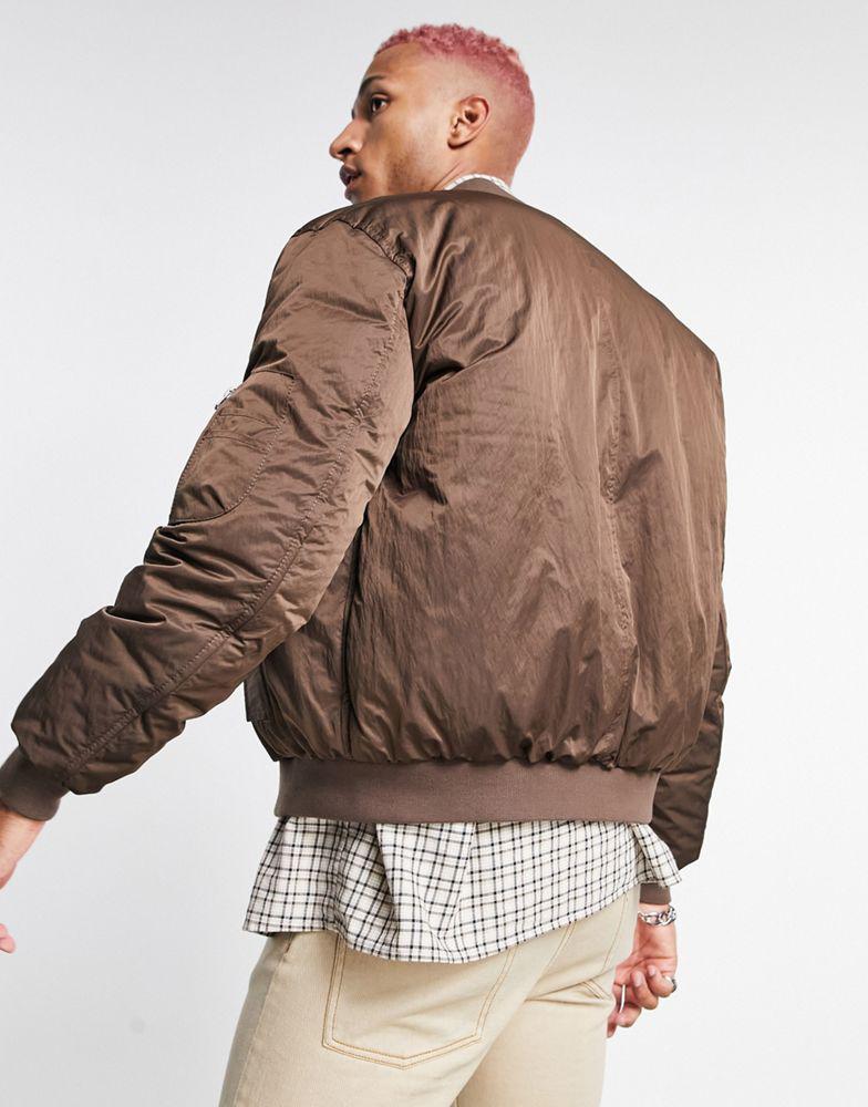 商品ASOS|ASOS DESIGN padded MA1 bomber jacket in brown,价格¥203,第4张图片详细描述