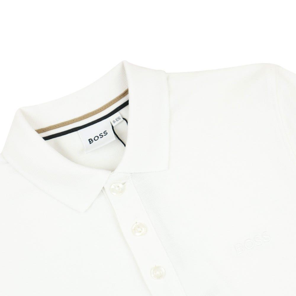 White Embroidered Logo Short Sleeve Polo Shirt商品第2张图片规格展示