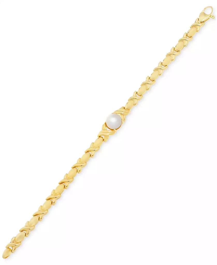 商品Macy's|Cultured Freshwater Pearl (9mm) Link Bracelet in 14k Gold-Plated Sterling Silver,价格¥2391,第3张图片详细描述