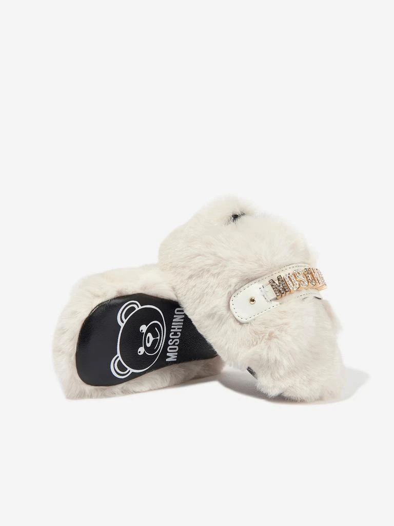 商品Moschino|Baby Girls Furry Slippers in Ivory,价格¥774,第2张图片详细描述