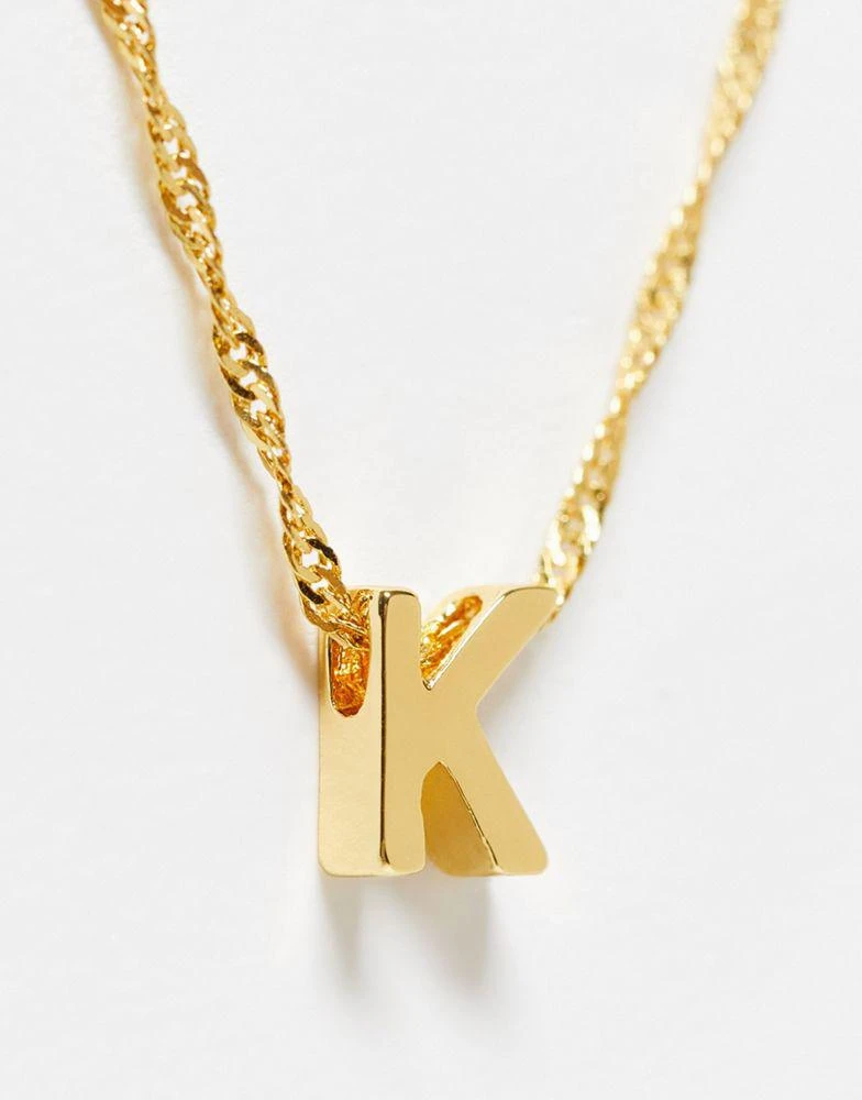 商品ASOS|ASOS DESIGN 14k gold plated necklace with simple K initial ,价格¥101,第2张图片详细描述