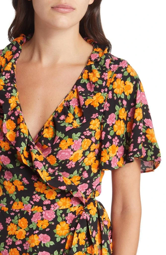 商品Topshop|Rose Print Wrap Blouse,价格¥157,第4张图片详细描述