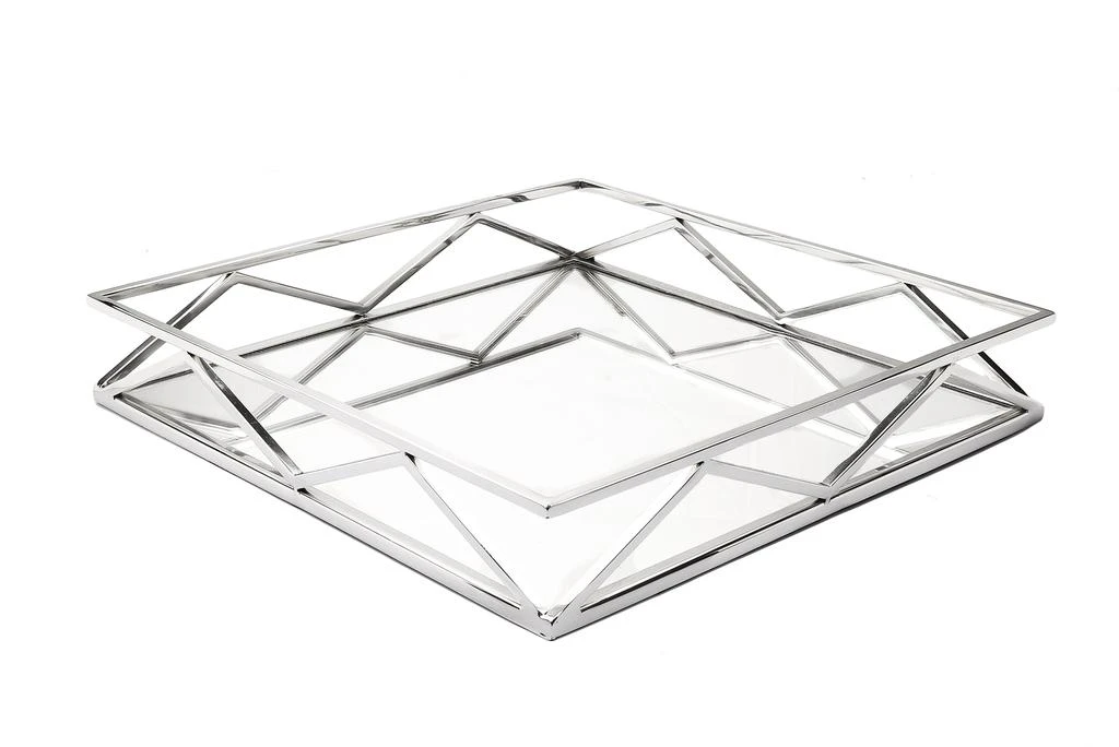 商品Classic Touch Decor|Square Mirror Tray with V-Design,价格¥884,第1张图片