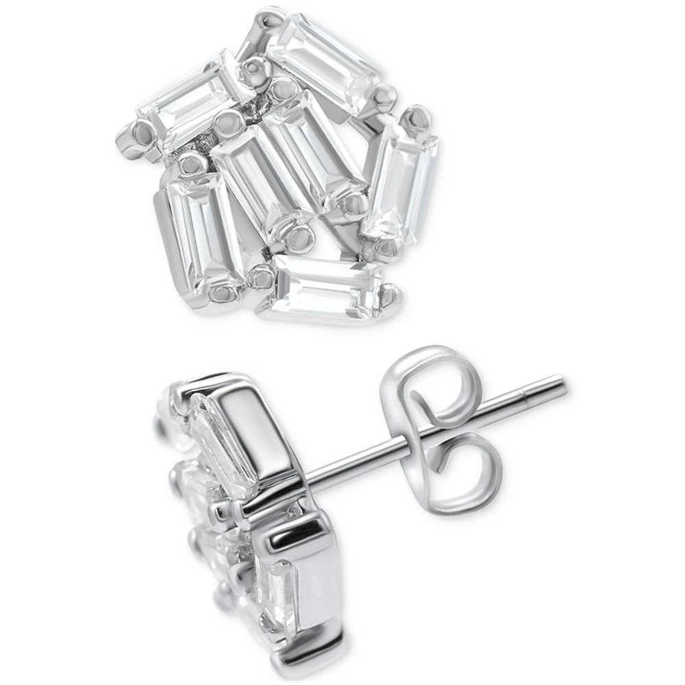商品ADORNIA|Rhodium-Plated Rectangle Crystal Cluster Stud Earrings,价格¥182,第2张图片详细描述