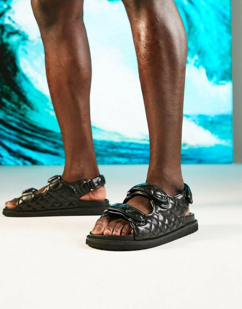 商品ASOS|ASOS DESIGN quilted sandal with back strap in black,价格¥97,第1张图片