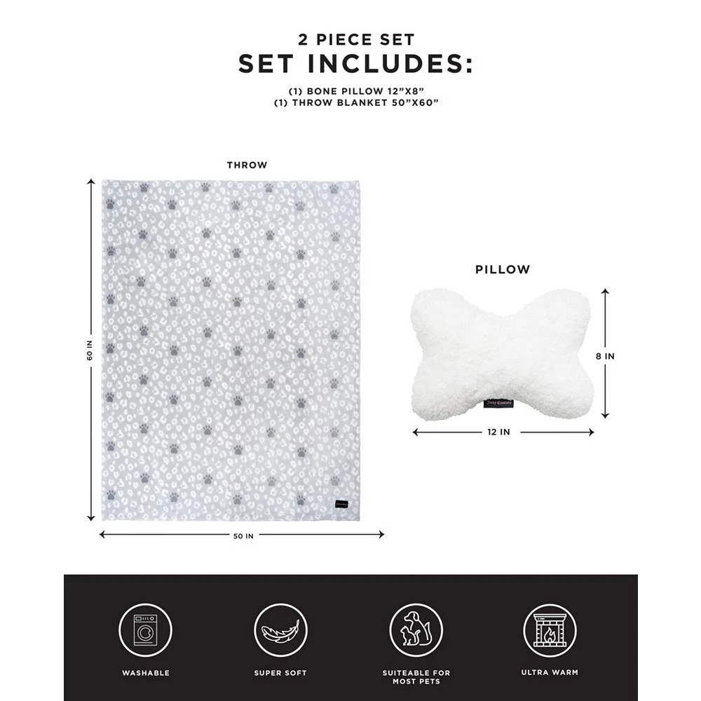 商品Juicy Couture|2-Piece Set Pet Throw Blanket Bone Pillow, Leopard With Paws,价格¥180,第2张图片详细描述