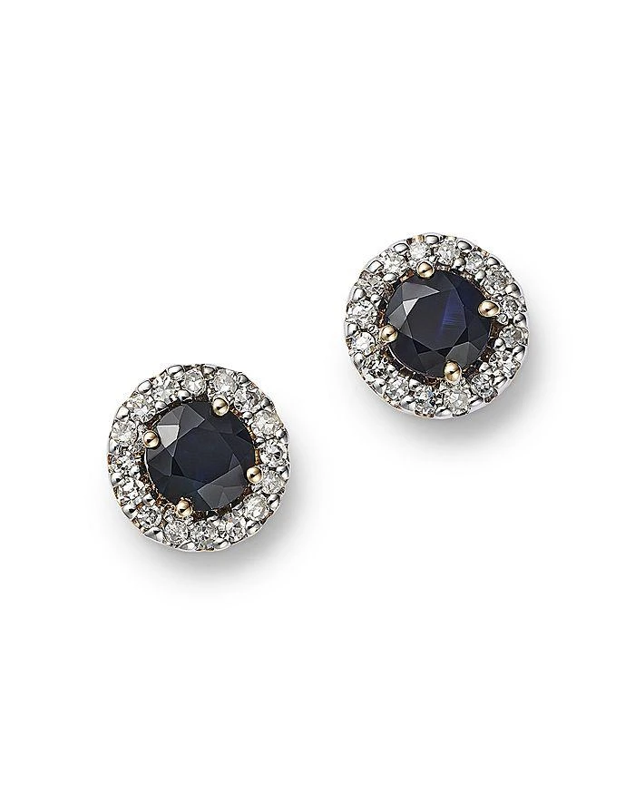 商品Moon & Meadow|14K Yellow Gold Sapphire & Diamond Stud Earrings,价格¥2332,第1张图片详细描述