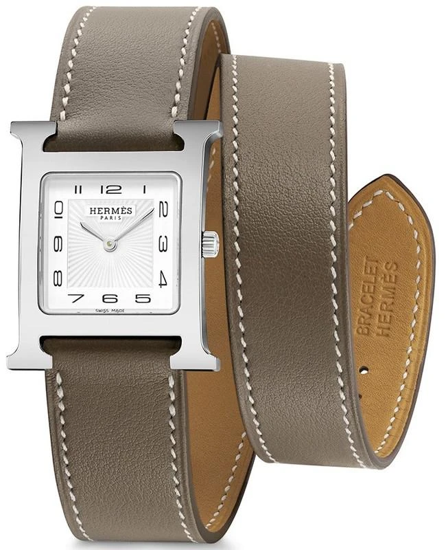 商品Hermes|Hermes H Hour Medium MM 26mm Taupe Leather Women's Watch 036804WW00,价格¥20089,第1张图片