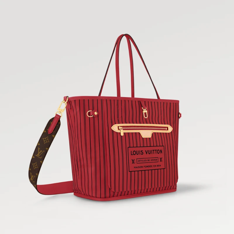 【预售十天】路易威登NEVERFULL BANDOULIÈRE INSIDE OUT 红色中号手袋可拆卸肩带M12708 商品