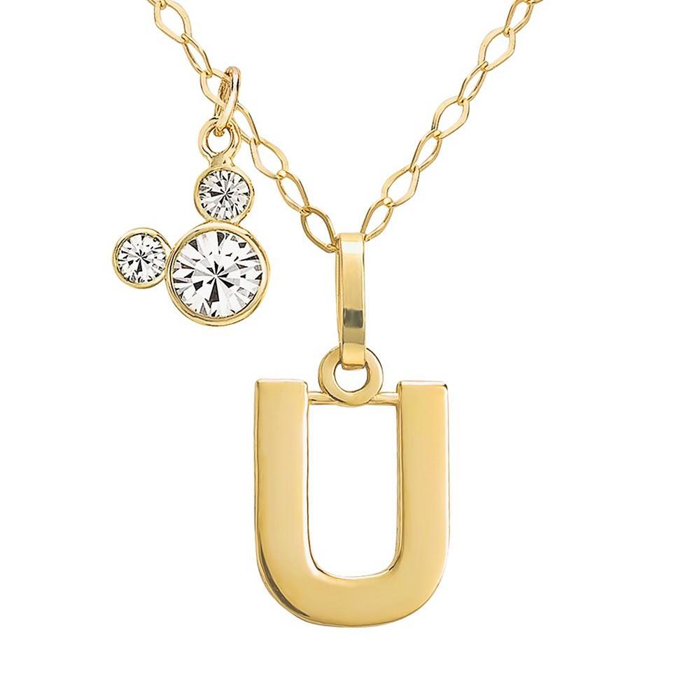 商品Disney|Mickey Mouse Initial Pendant 18" Necklace with Cubic Zirconia in 14k Yellow Gold,价格¥923,第1张图片