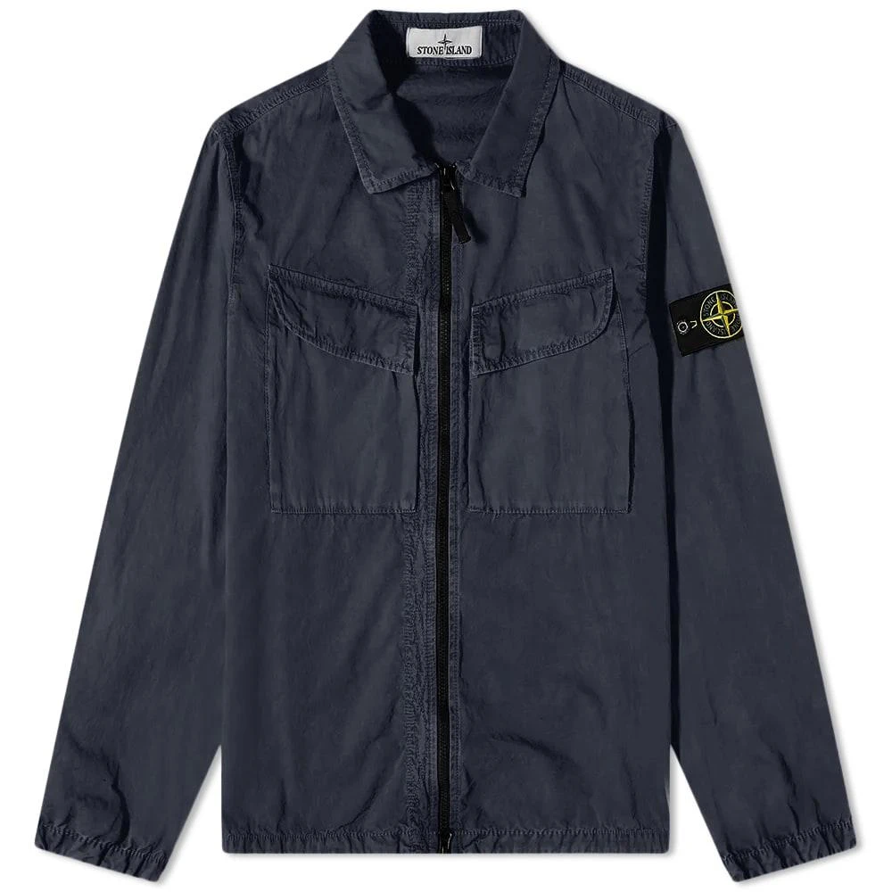 商品Stone Island|Stone Island Brushed Cotton Canvas Zip Overshirt,价格¥2546,第1张图片