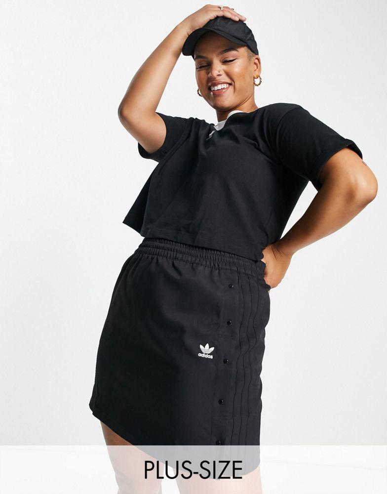 adidas Originals Plus mini skirt with popper detail in black商品第1张图片规格展示