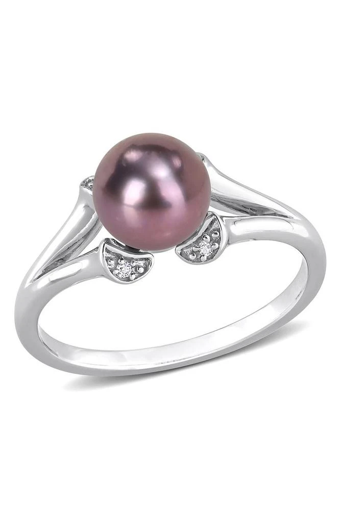 商品DELMAR|Sterling Silver 7-7.5mm Cultured Freshwater Pearl White Topaz Ring,价格¥525,第1张图片