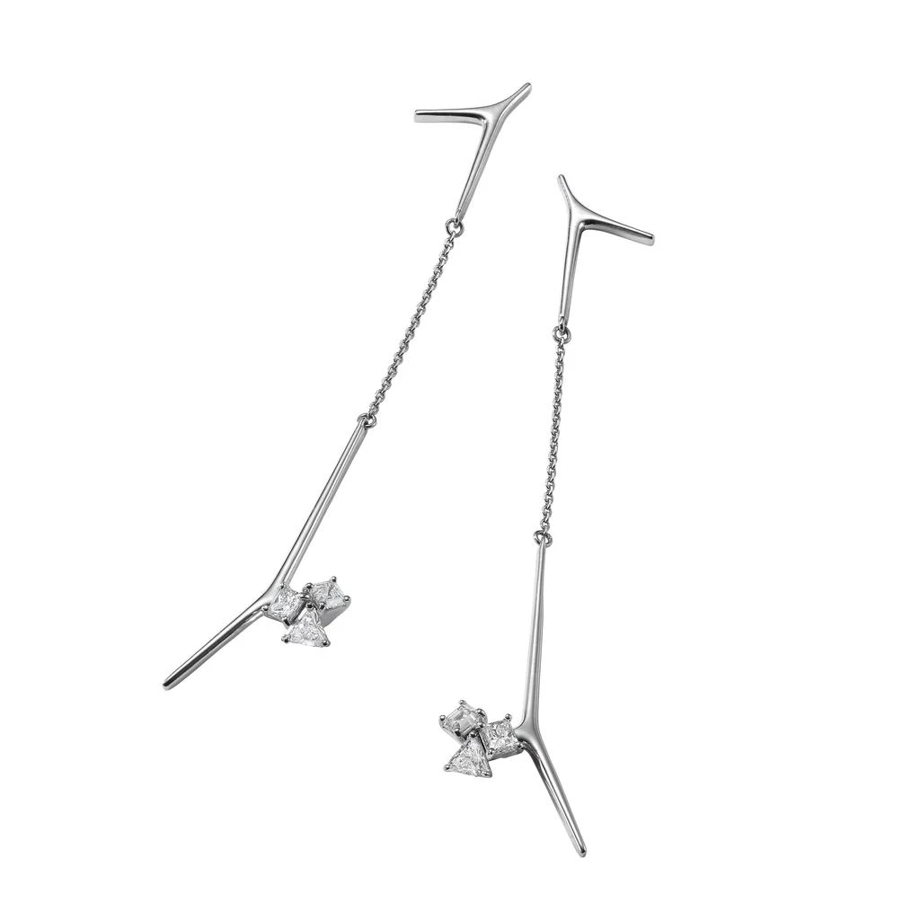 商品AME|Âme Trio 18K White Gold, Lab-Grown Diamond 1.50ct. tw. Long Bar Drop Earrings,价格¥23710,第3张图片详细描述